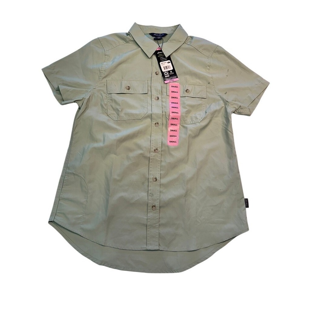 Eddie Bauer Womens Short Sleeve Adventure Shirt Sage Green Hiking Top EB004068 S